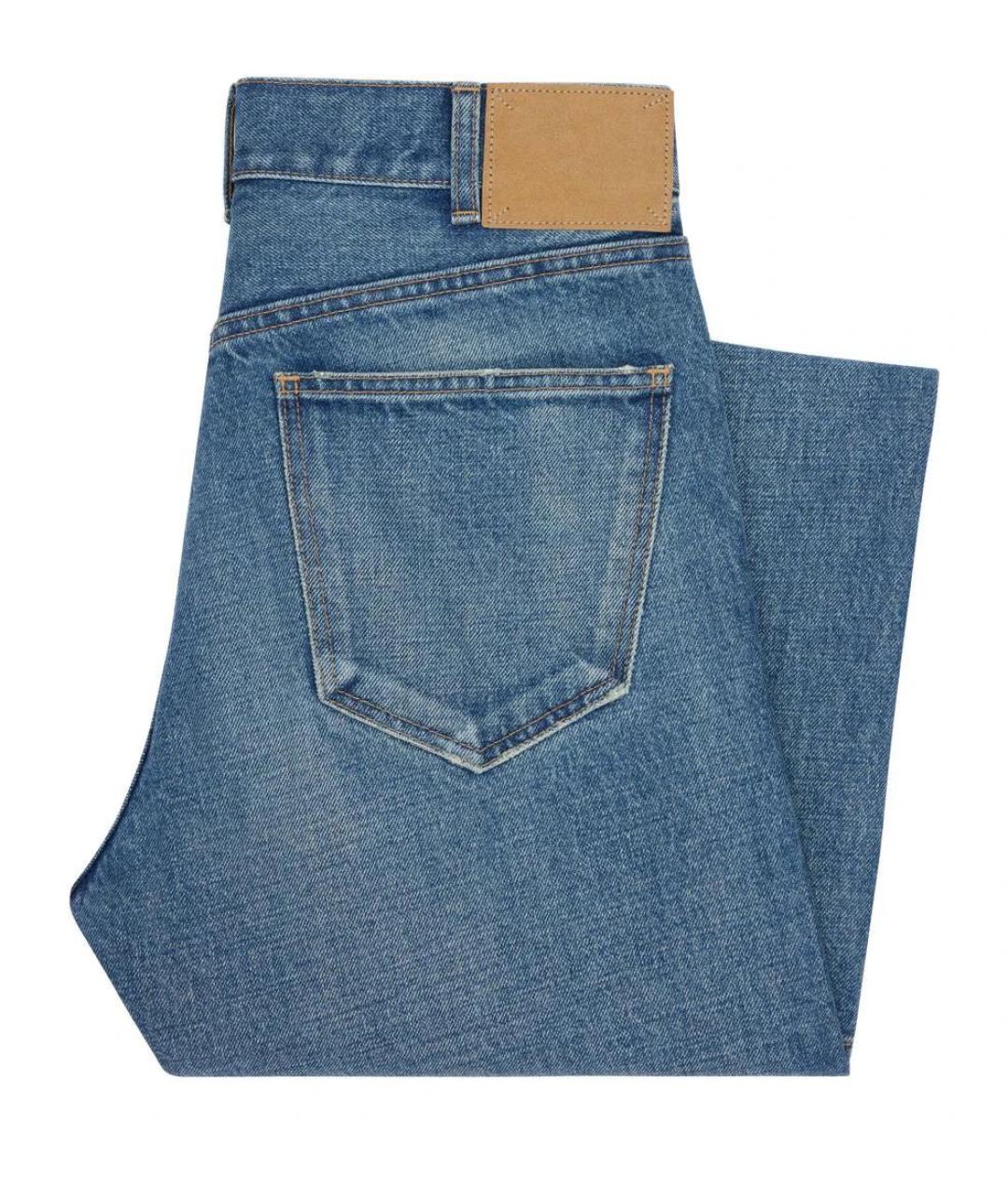 CELINE Голубые хлопковые прямые джинсы, фото 3