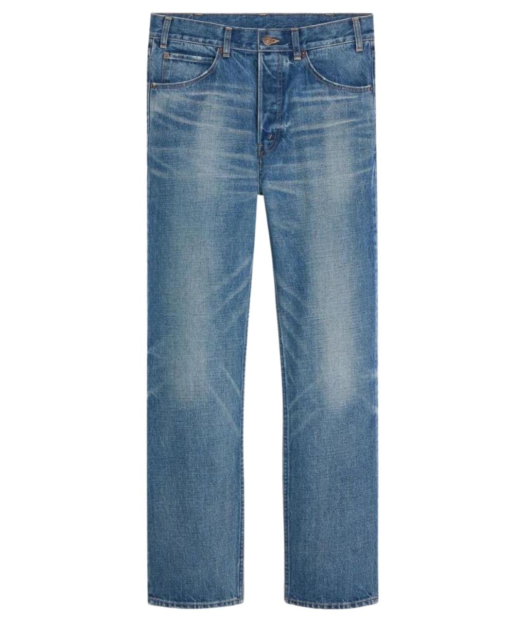 CELINE Голубые хлопковые прямые джинсы, фото 10