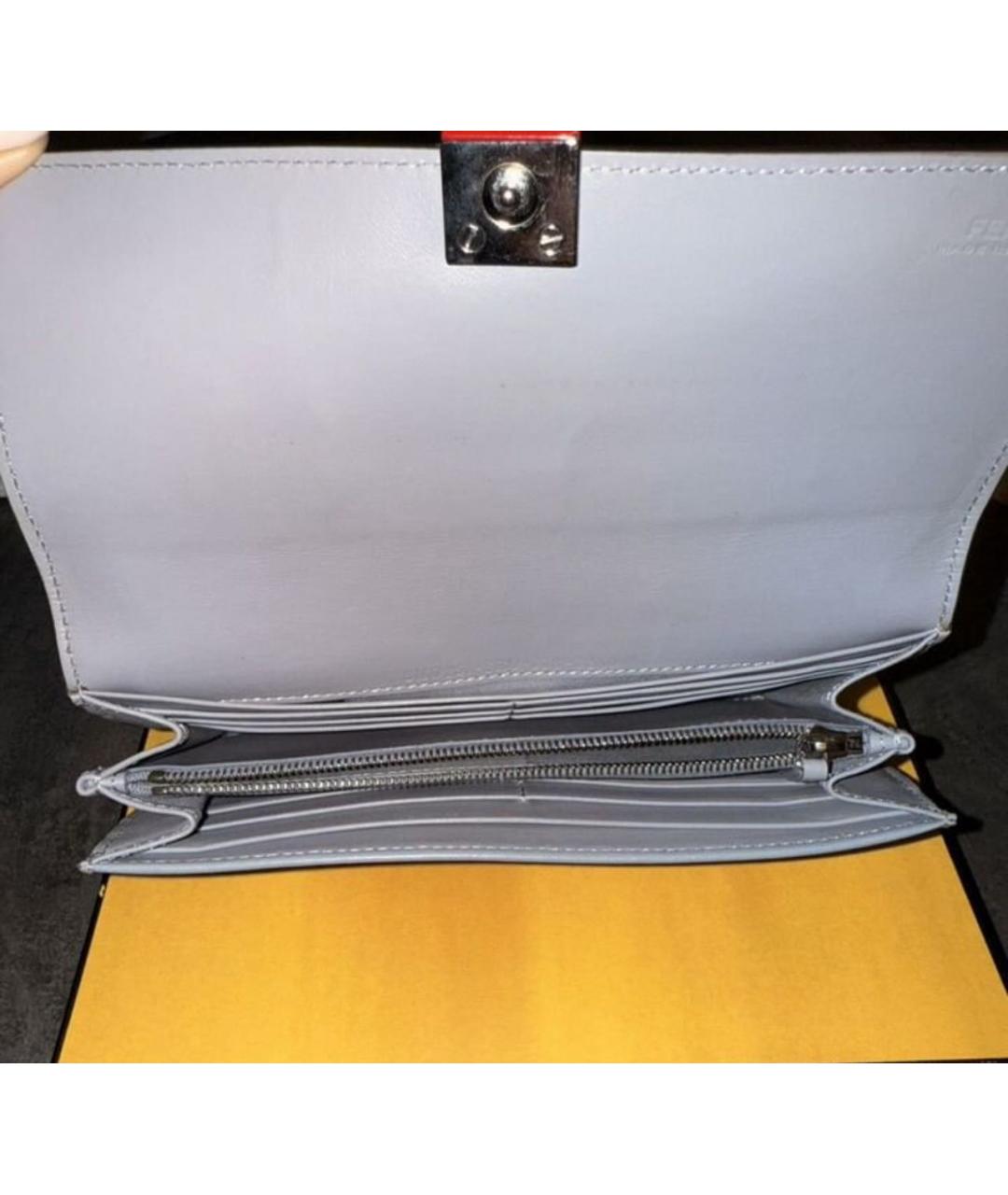 FENDI Голубой кожаный кошелек, фото 4