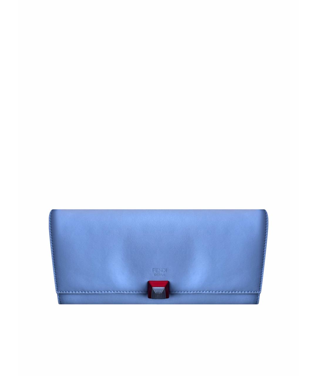 FENDI Голубой кожаный кошелек, фото 1