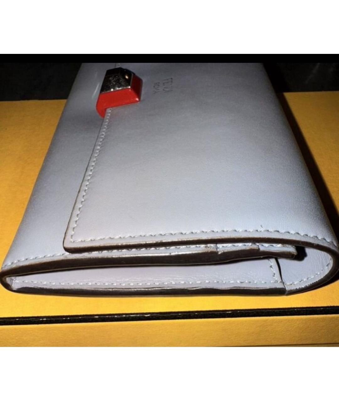 FENDI Голубой кожаный кошелек, фото 5