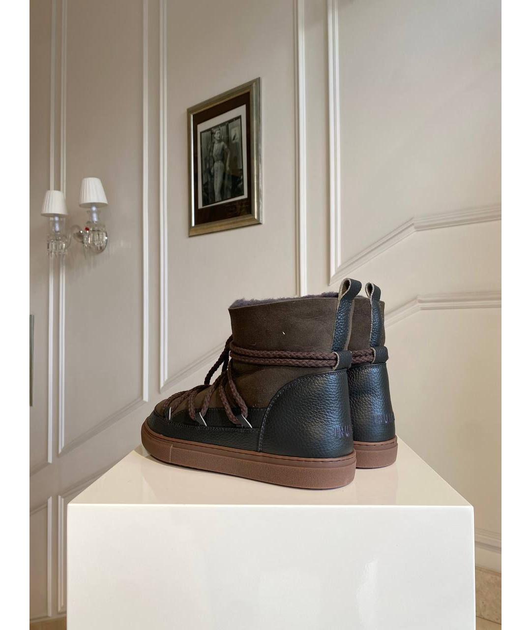 INUIKII Коричневые нубуковые высокие ботинки, фото 4