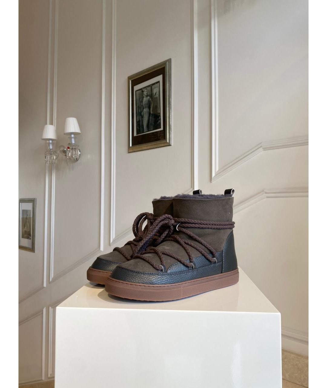 INUIKII Коричневые нубуковые высокие ботинки, фото 2