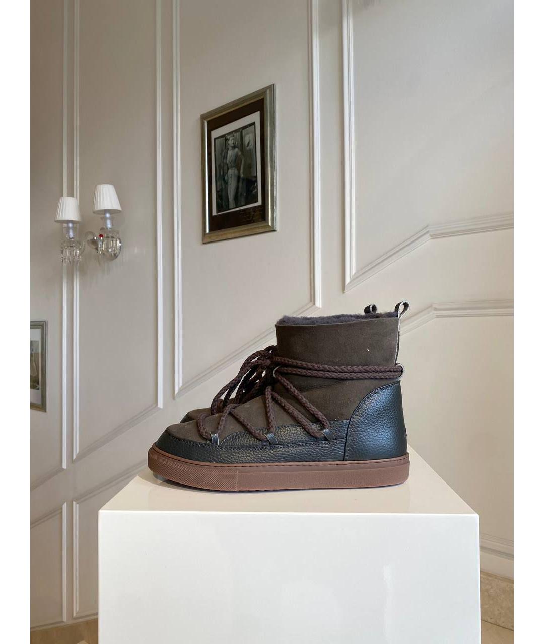 INUIKII Коричневые нубуковые высокие ботинки, фото 3