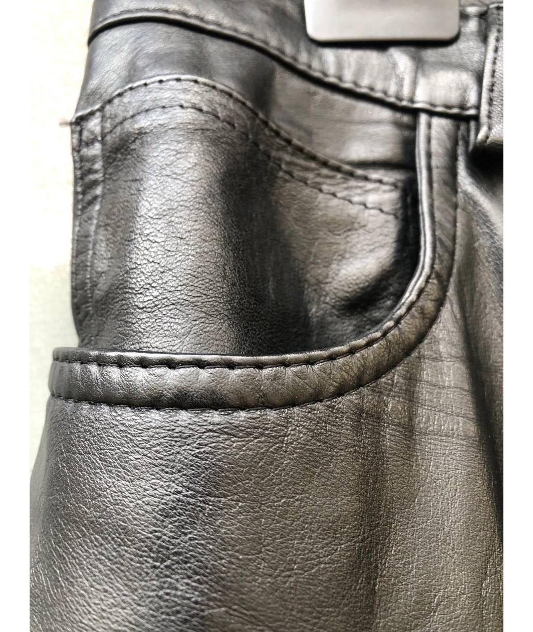 HUGO BOSS Черные кожаные повседневные брюки, фото 3