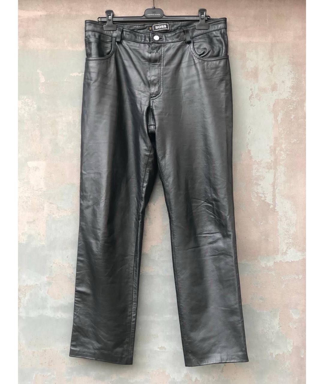 HUGO BOSS Черные кожаные повседневные брюки, фото 9