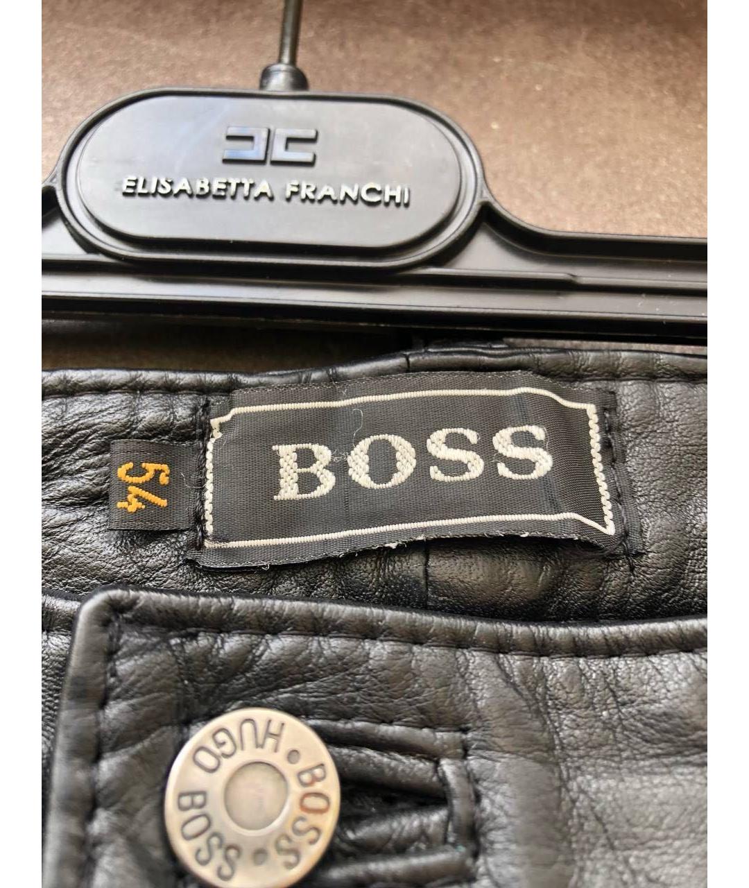 HUGO BOSS Черные кожаные повседневные брюки, фото 2