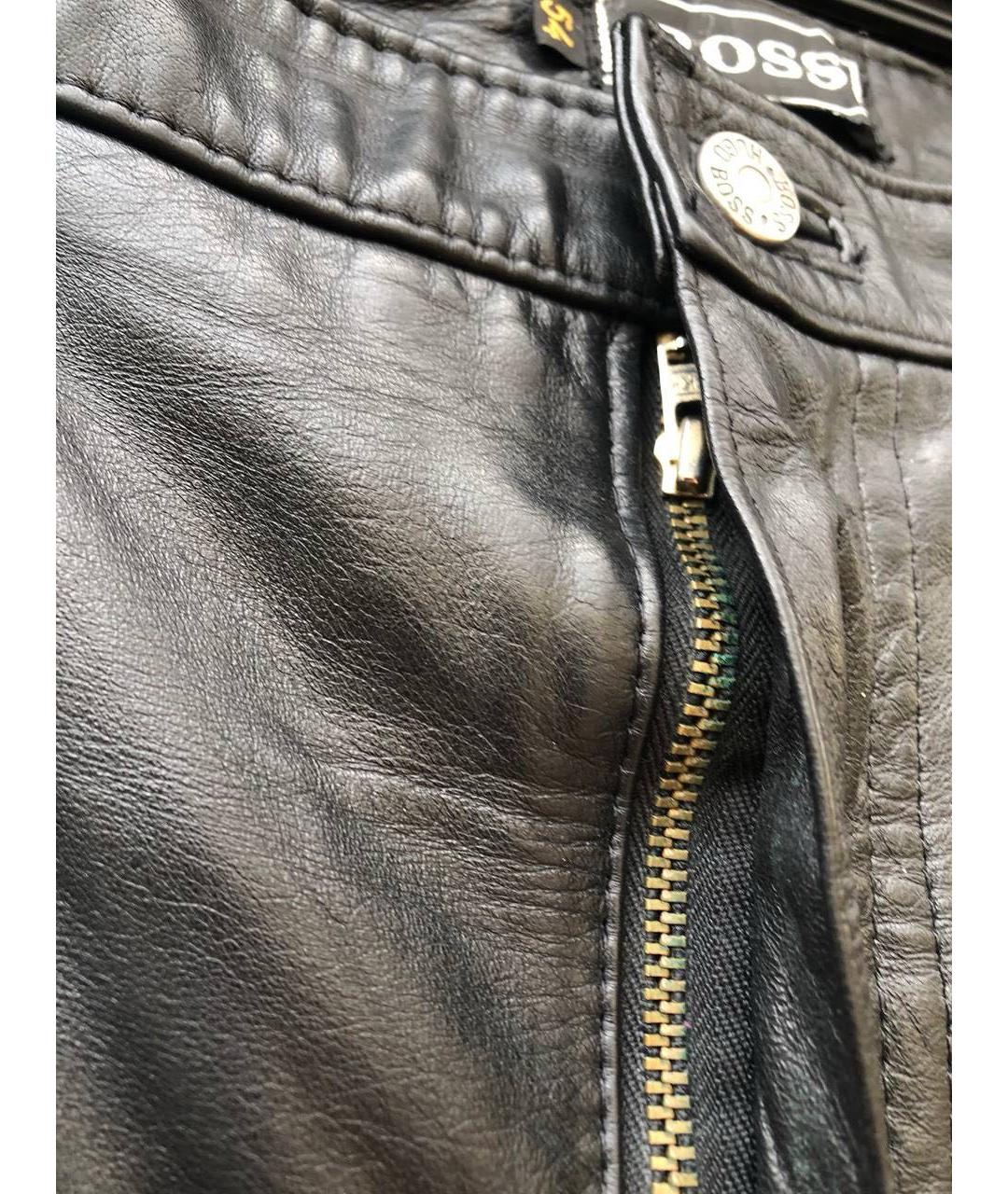 HUGO BOSS Черные кожаные повседневные брюки, фото 5