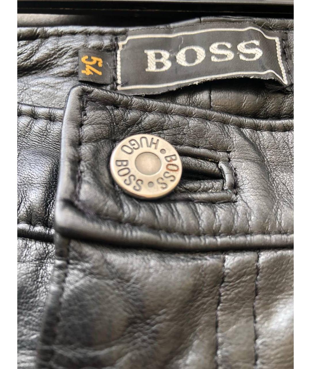 HUGO BOSS Черные кожаные повседневные брюки, фото 4
