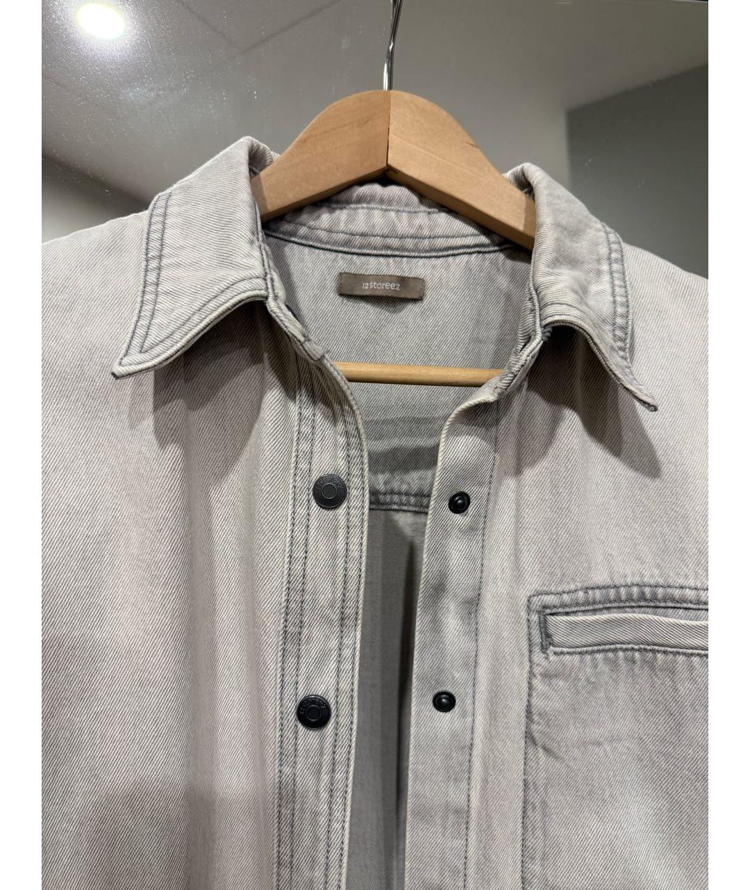 12 STOREEZ Серая хлопковая рубашка, фото 3