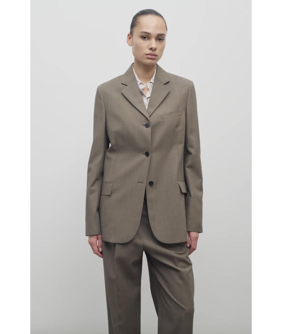 THE ROW Хаки шерстяной костюм с брюками, фото 3