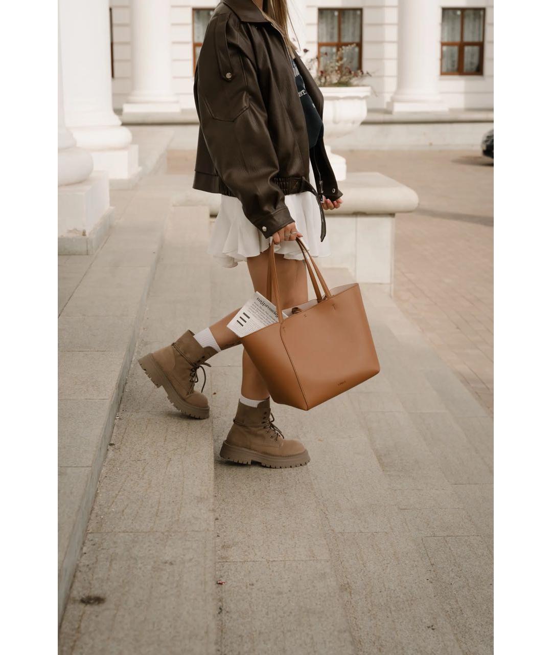 FURLA Коричневая кожаная сумка тоут, фото 6