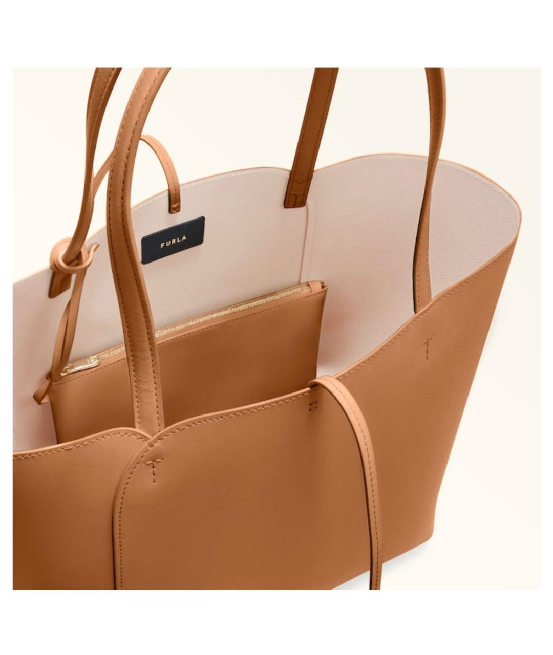 FURLA Коричневая кожаная сумка тоут, фото 3