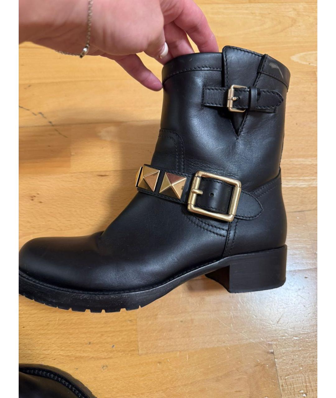 VALENTINO Черные кожаные полусапоги, фото 5