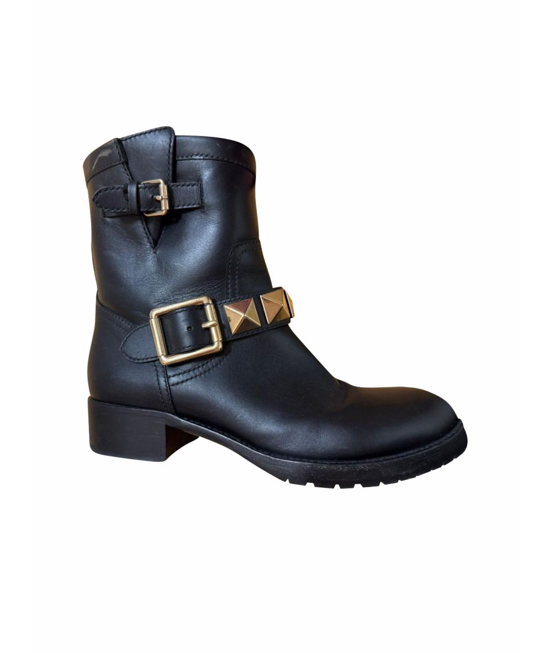 VALENTINO Черные кожаные полусапоги, фото 1