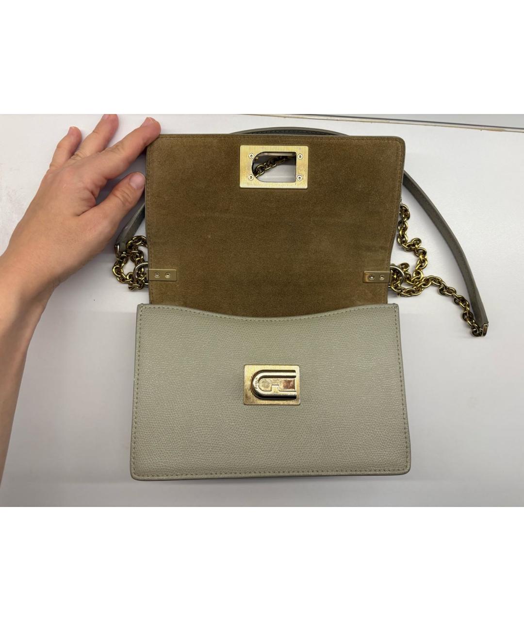 FURLA Бежевая кожаная сумка через плечо, фото 4