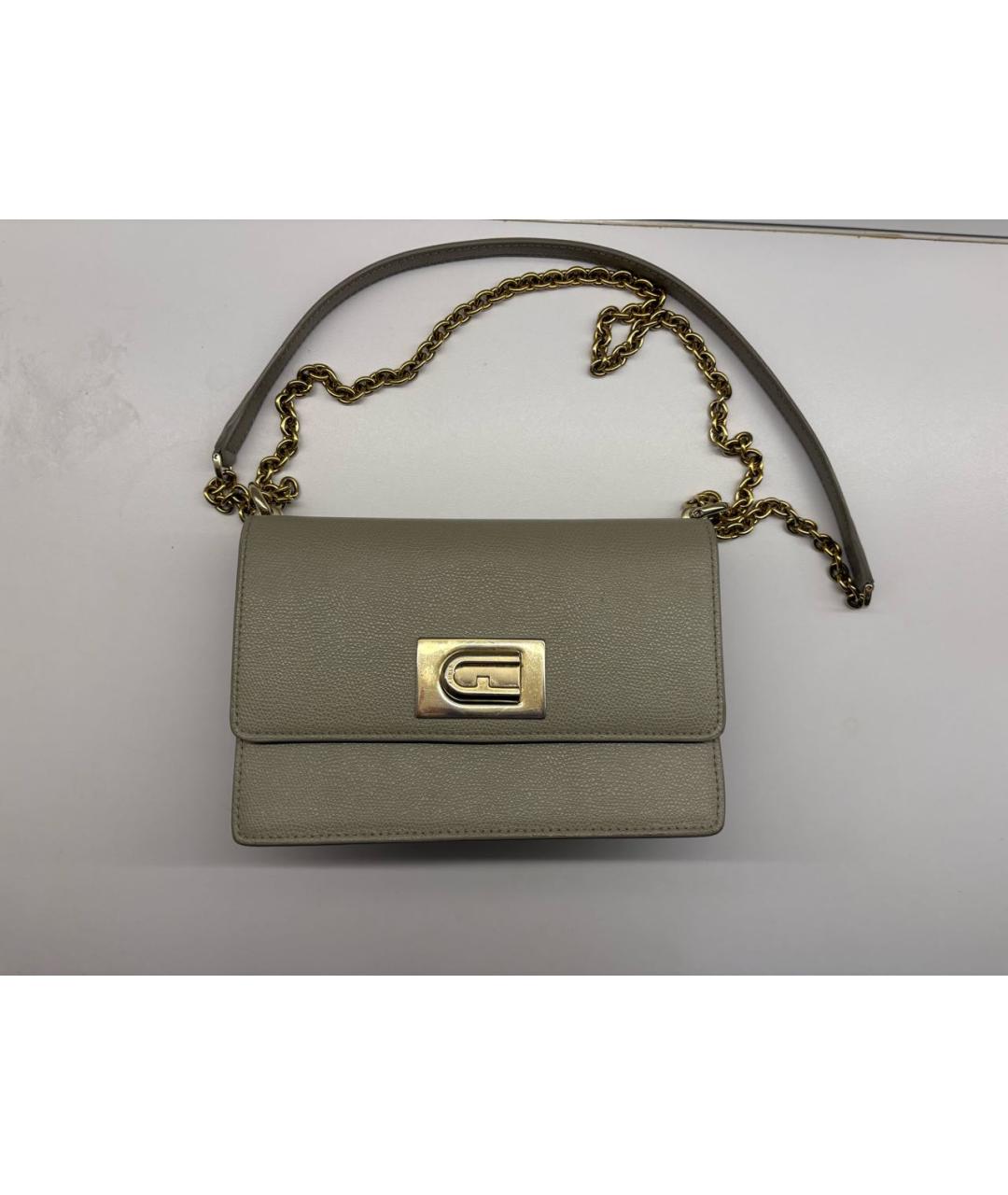 FURLA Бежевая кожаная сумка через плечо, фото 6