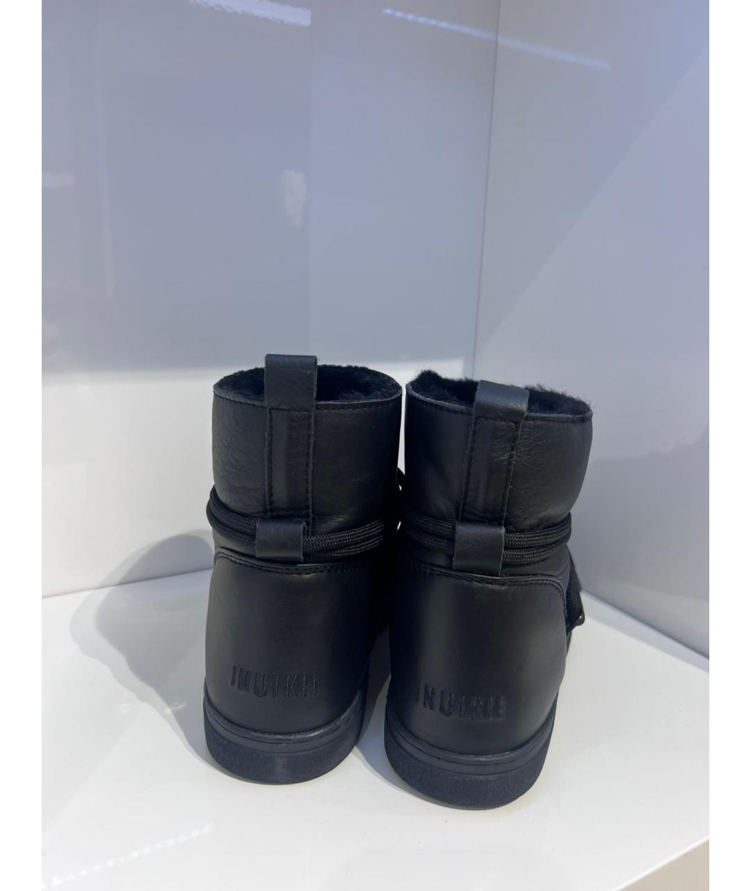 INUIKII Черные кожаные низкие ботинки, фото 5