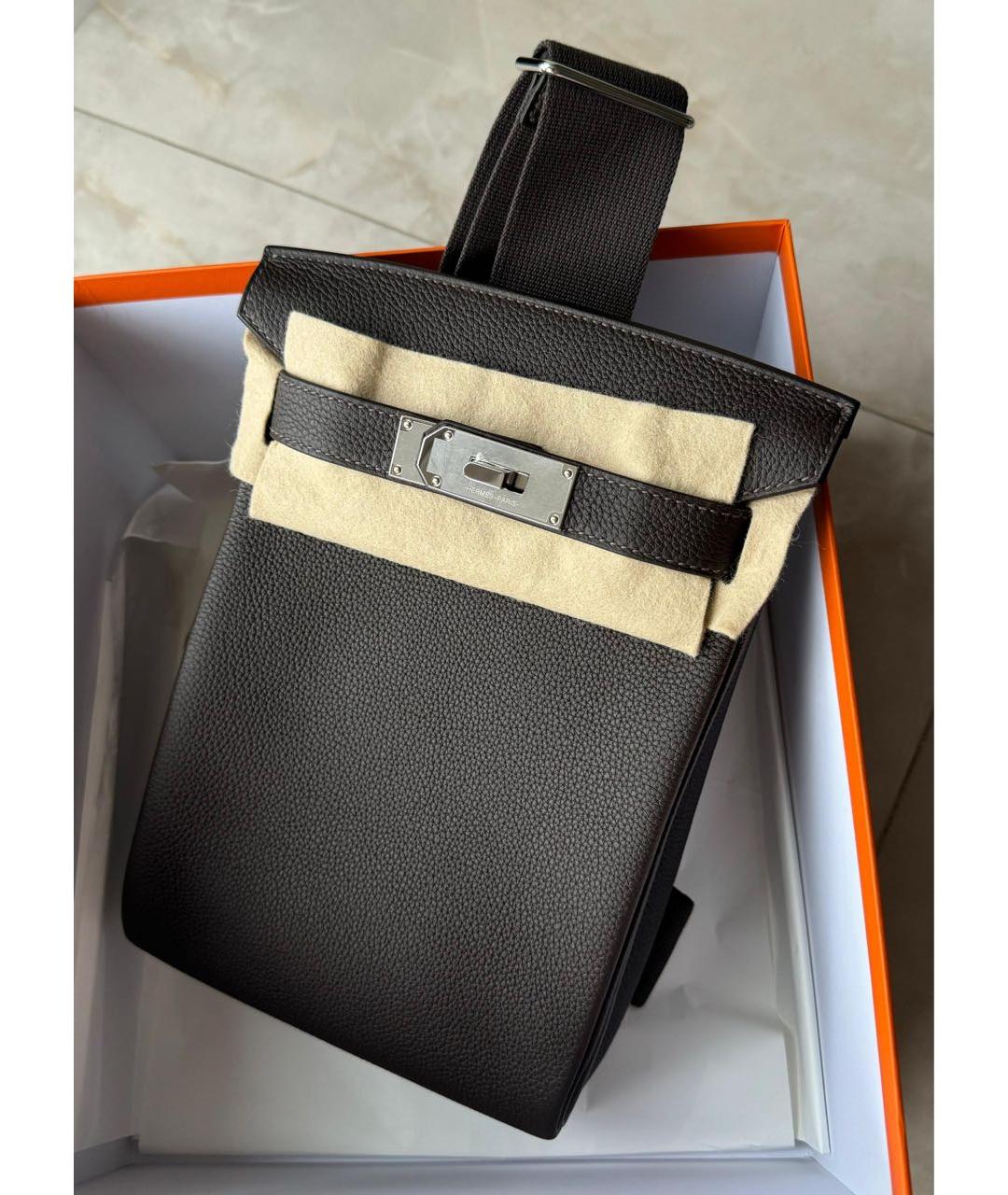 HERMES Коричневая кожаная сумка на плечо, фото 3