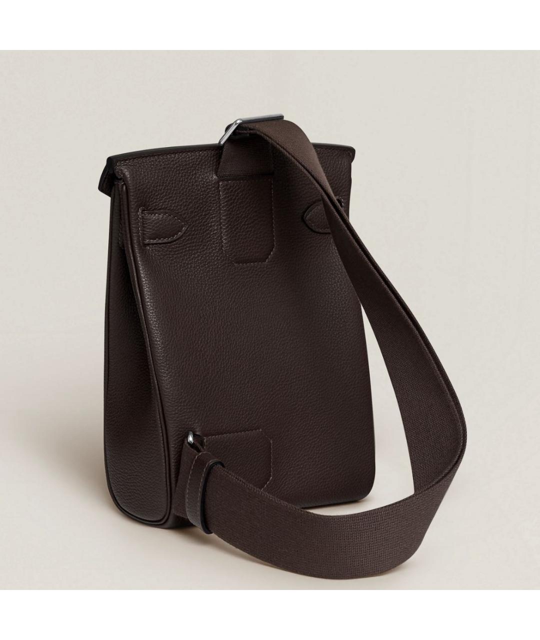 HERMES Коричневая кожаная сумка на плечо, фото 5