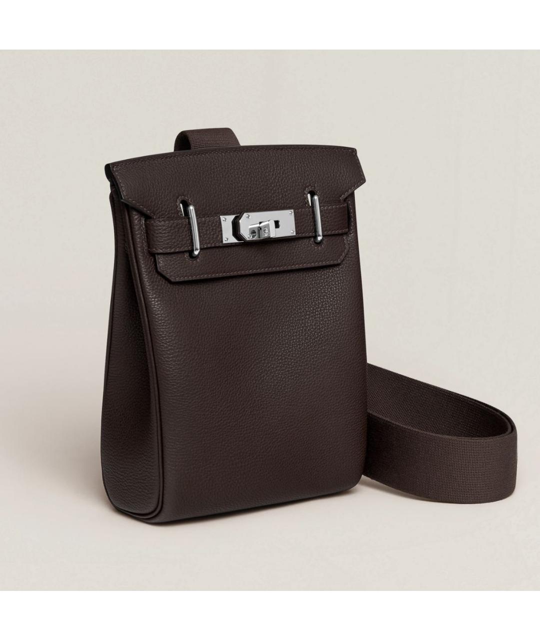 HERMES Коричневая кожаная сумка на плечо, фото 3