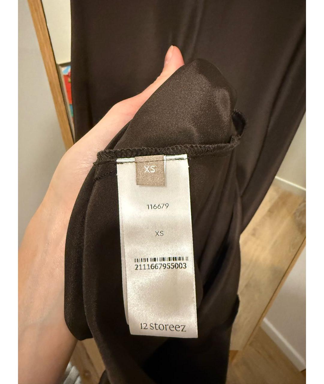 12 STOREEZ Коричневое шелковое платье, фото 5