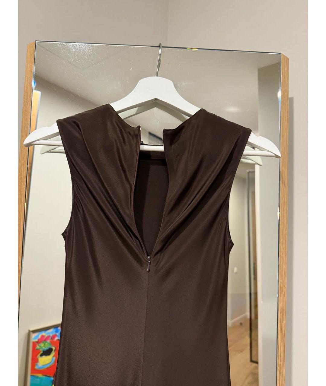 12 STOREEZ Коричневое шелковое платье, фото 3