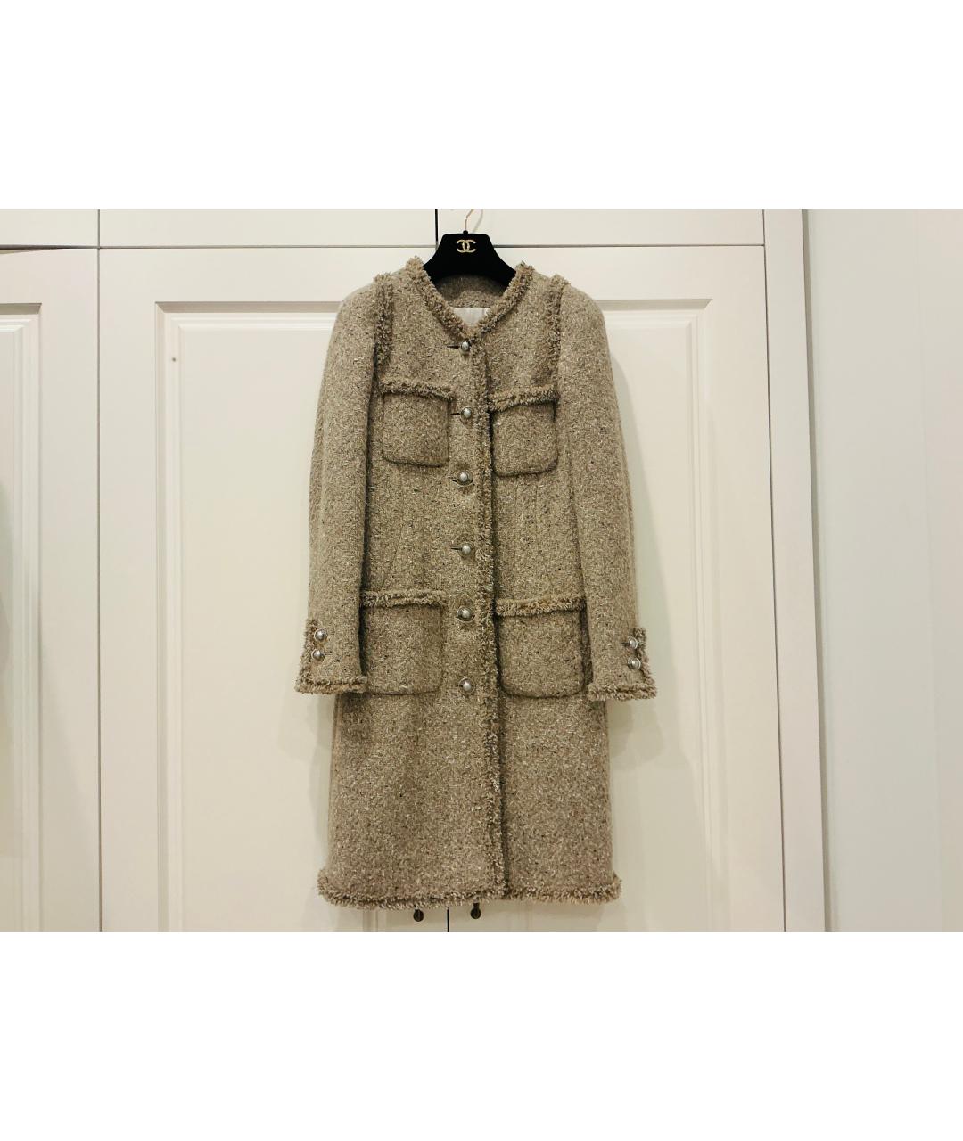 CHANEL Коричневое твидовое пальто, фото 7
