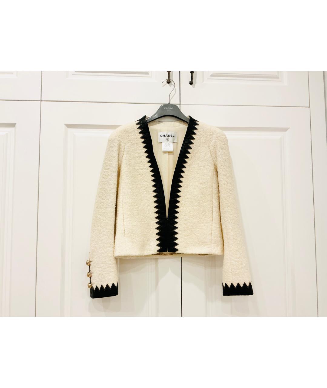 CHANEL Белый твидовый жакет/пиджак, фото 9
