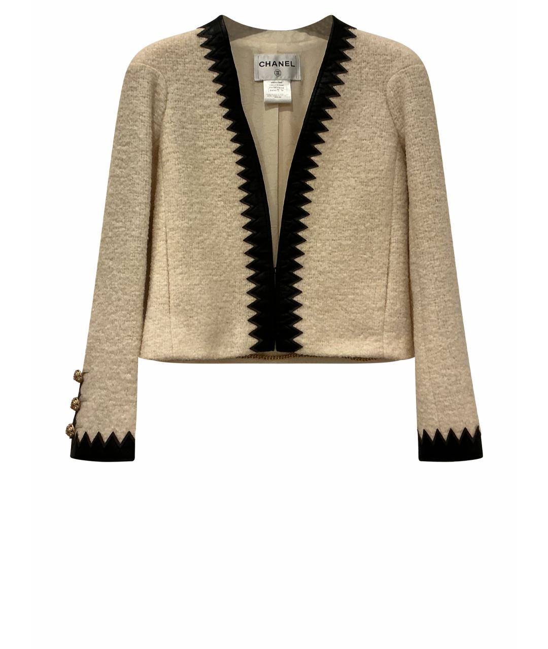 CHANEL Белый твидовый жакет/пиджак, фото 1