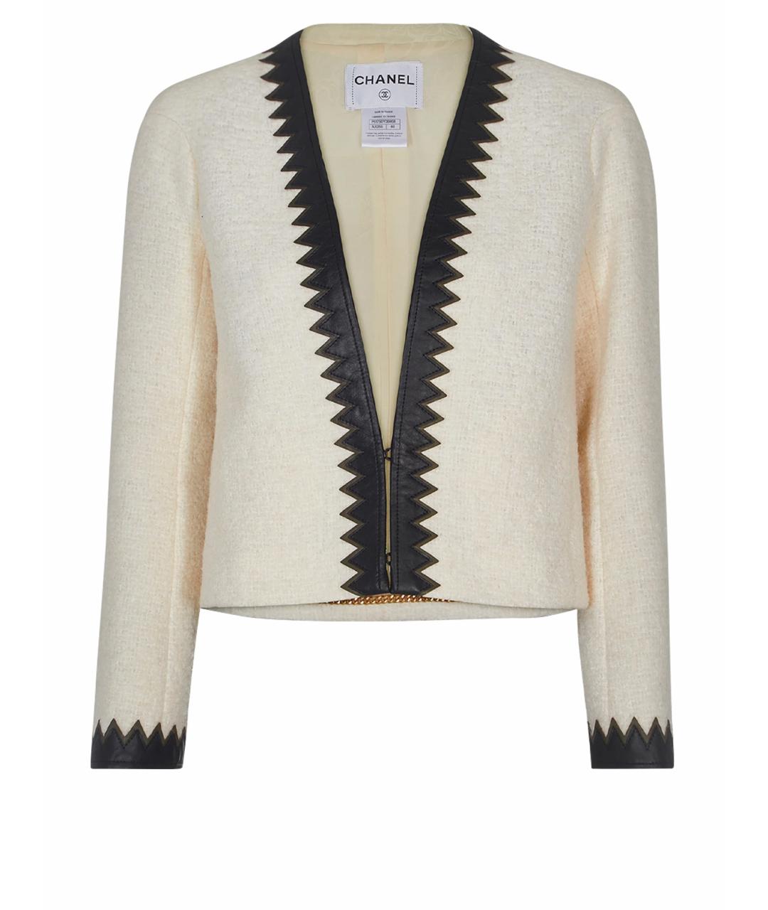CHANEL Белый твидовый жакет/пиджак, фото 1