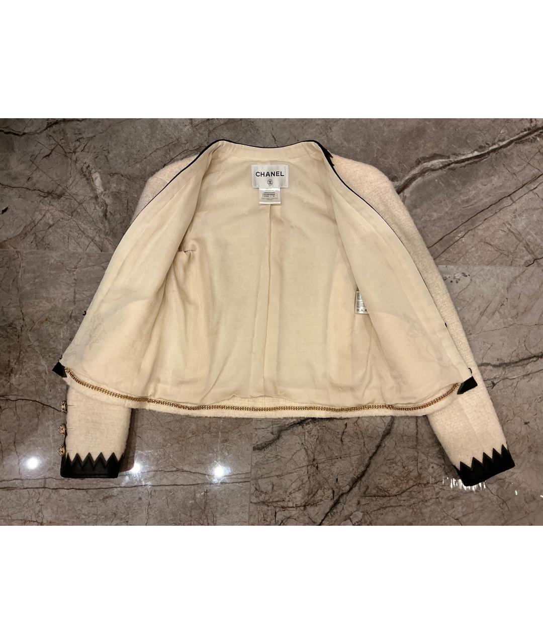 CHANEL Белый твидовый жакет/пиджак, фото 3