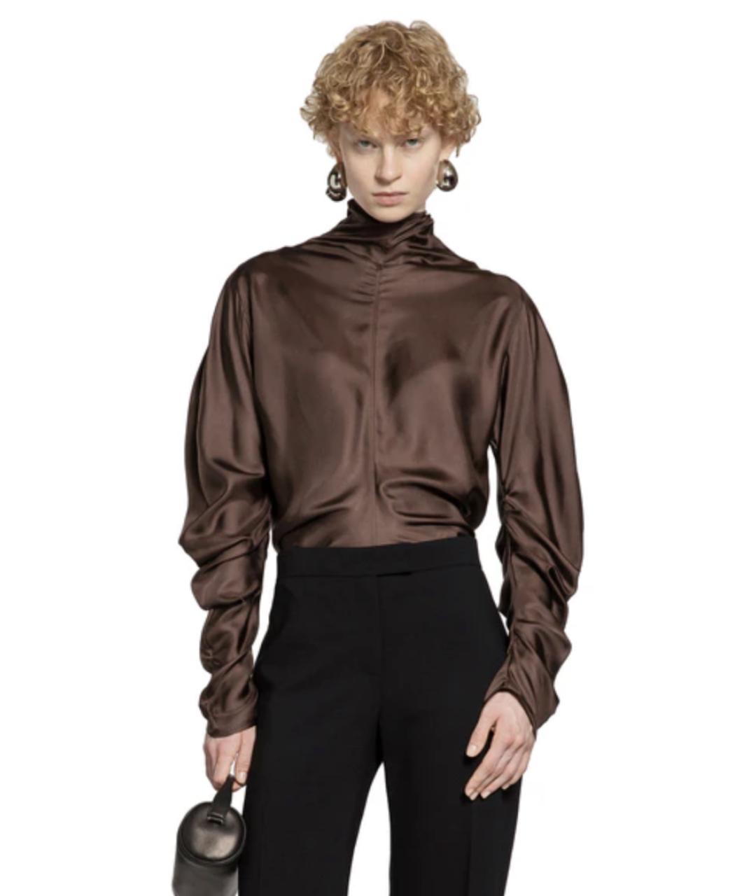 THE ROW Коричневая шелковая блузы, фото 2