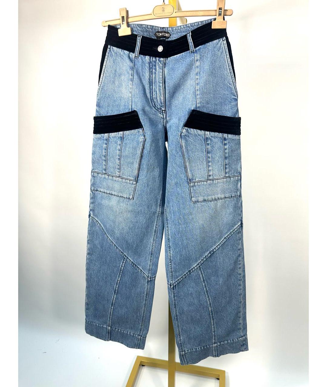 TOM FORD Голубые хлопковые прямые джинсы, фото 8
