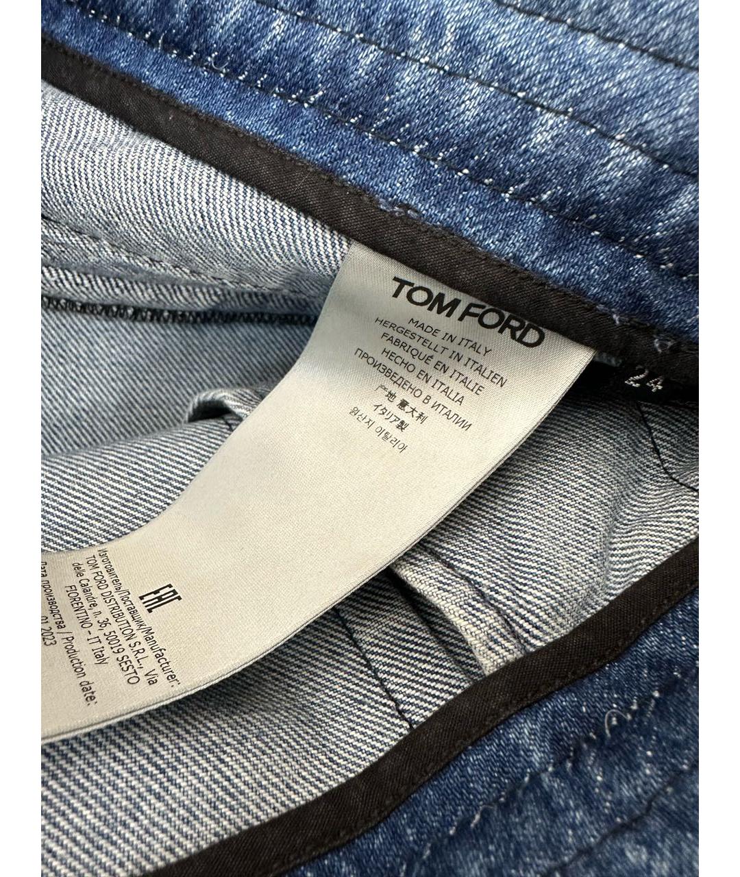 TOM FORD Голубые хлопковые прямые джинсы, фото 3