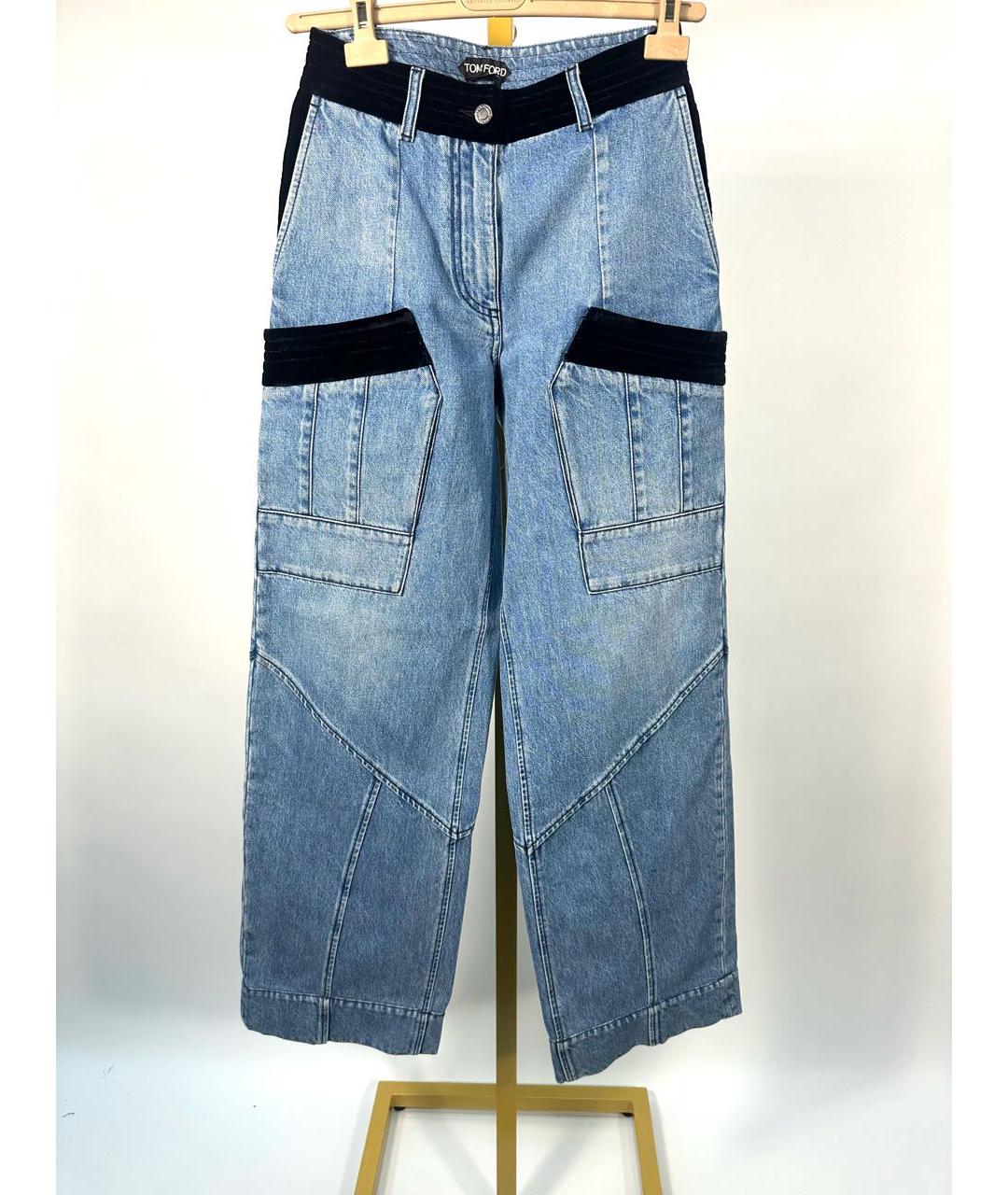 TOM FORD Голубые хлопковые прямые джинсы, фото 9