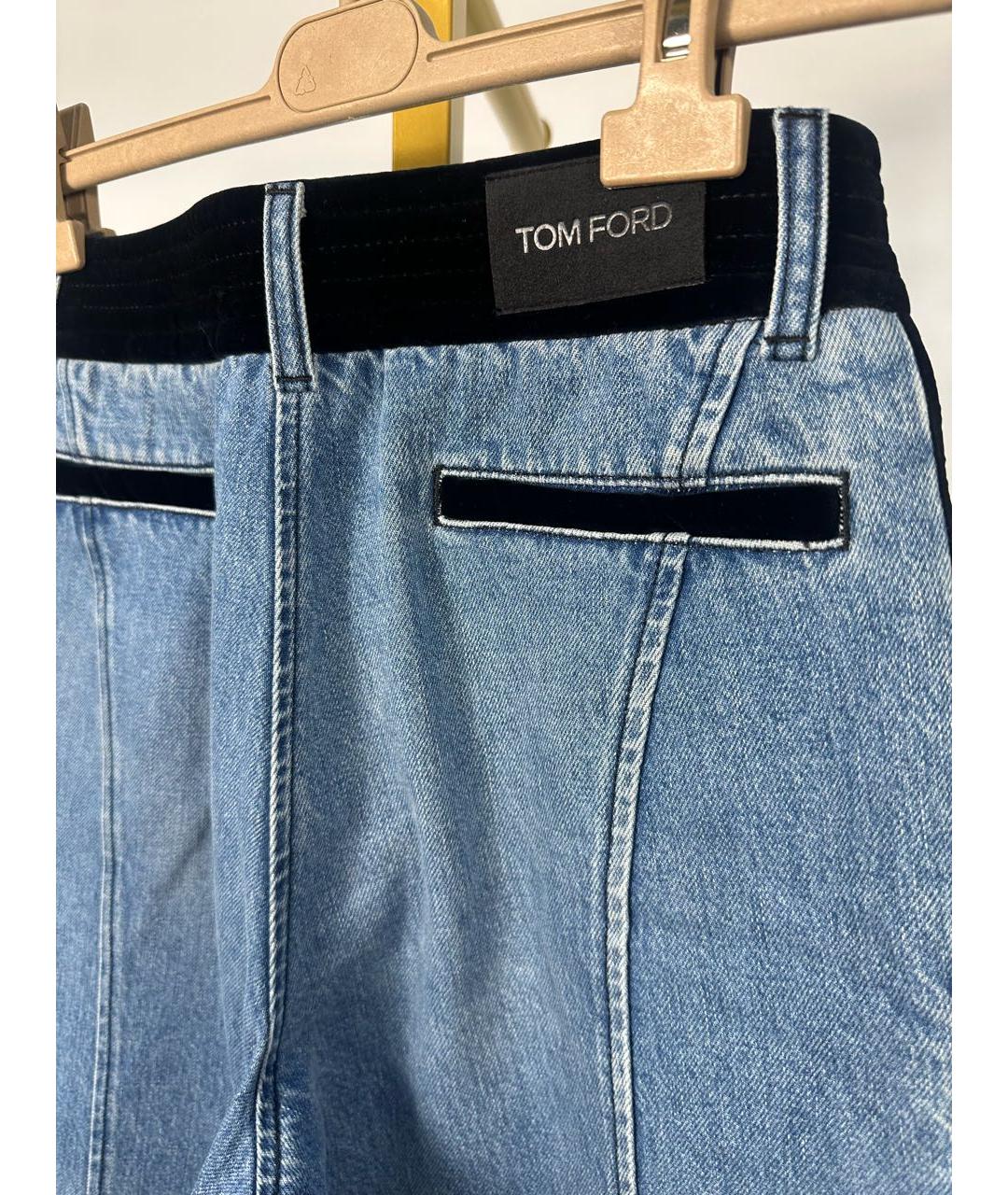 TOM FORD Голубые хлопковые прямые джинсы, фото 4