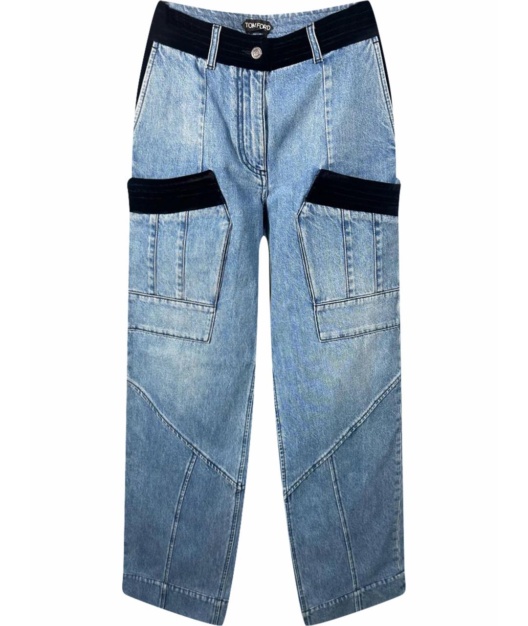 TOM FORD Голубые хлопковые прямые джинсы, фото 1