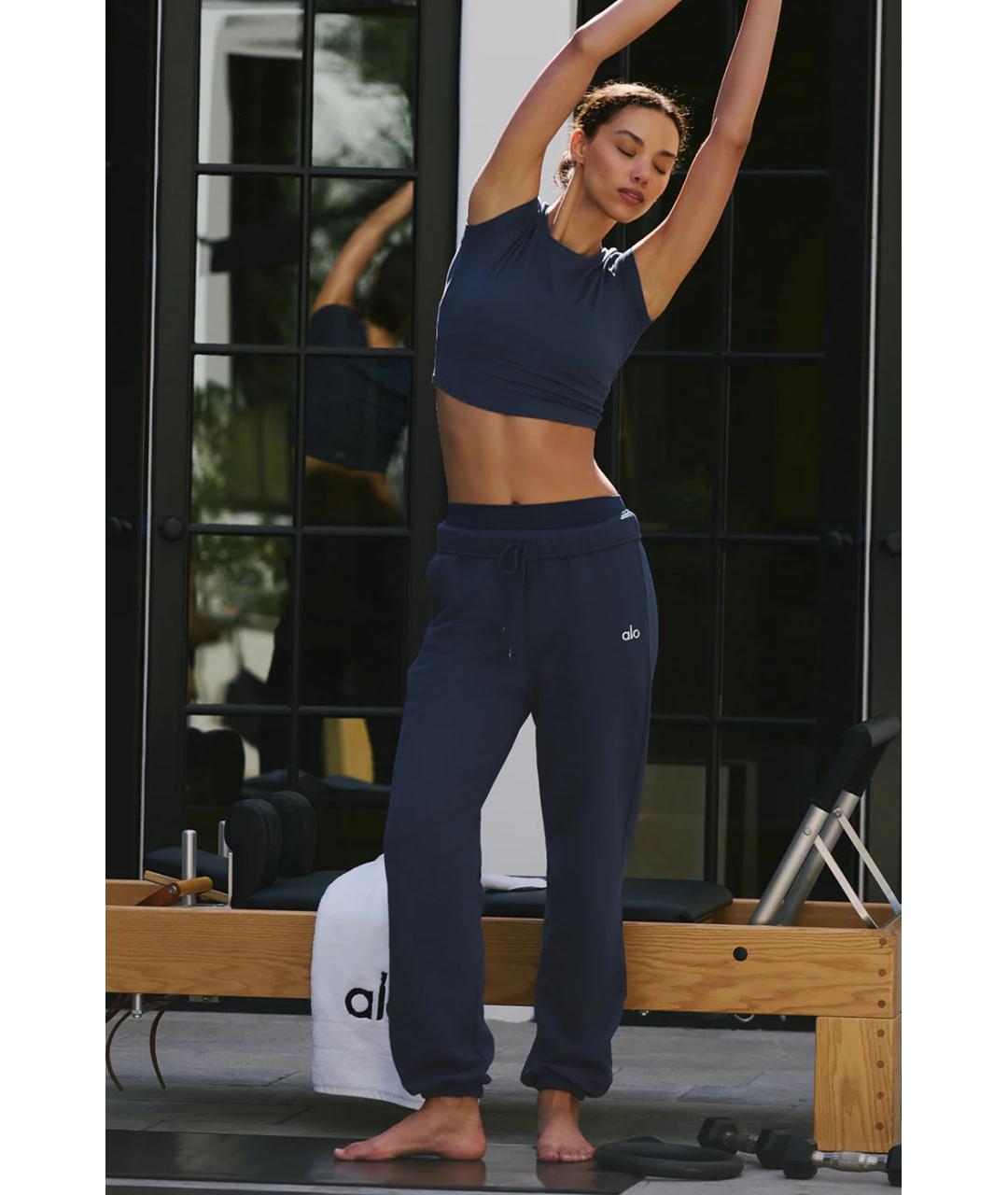 ALO YOGA Темно-синие хлопковые спортивные брюки и шорты, фото 2