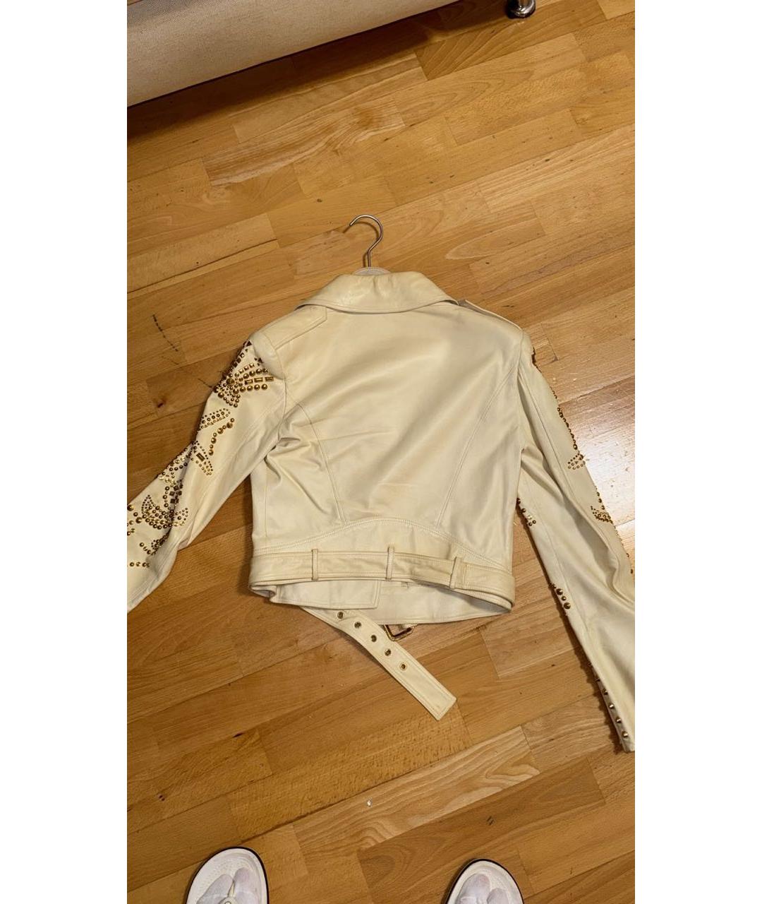 VERSACE Белая кожаная куртка, фото 2