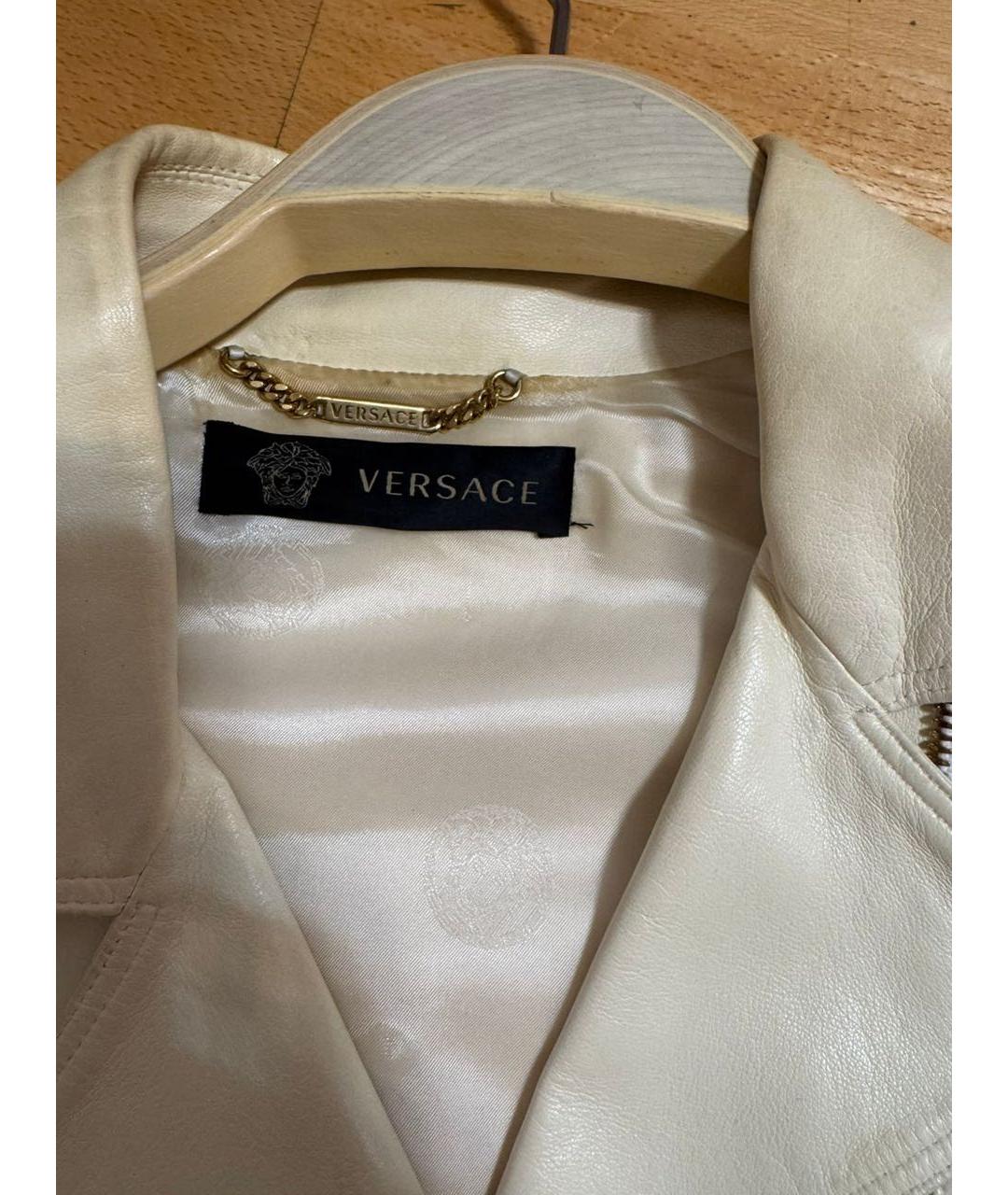 VERSACE Белая кожаная куртка, фото 3