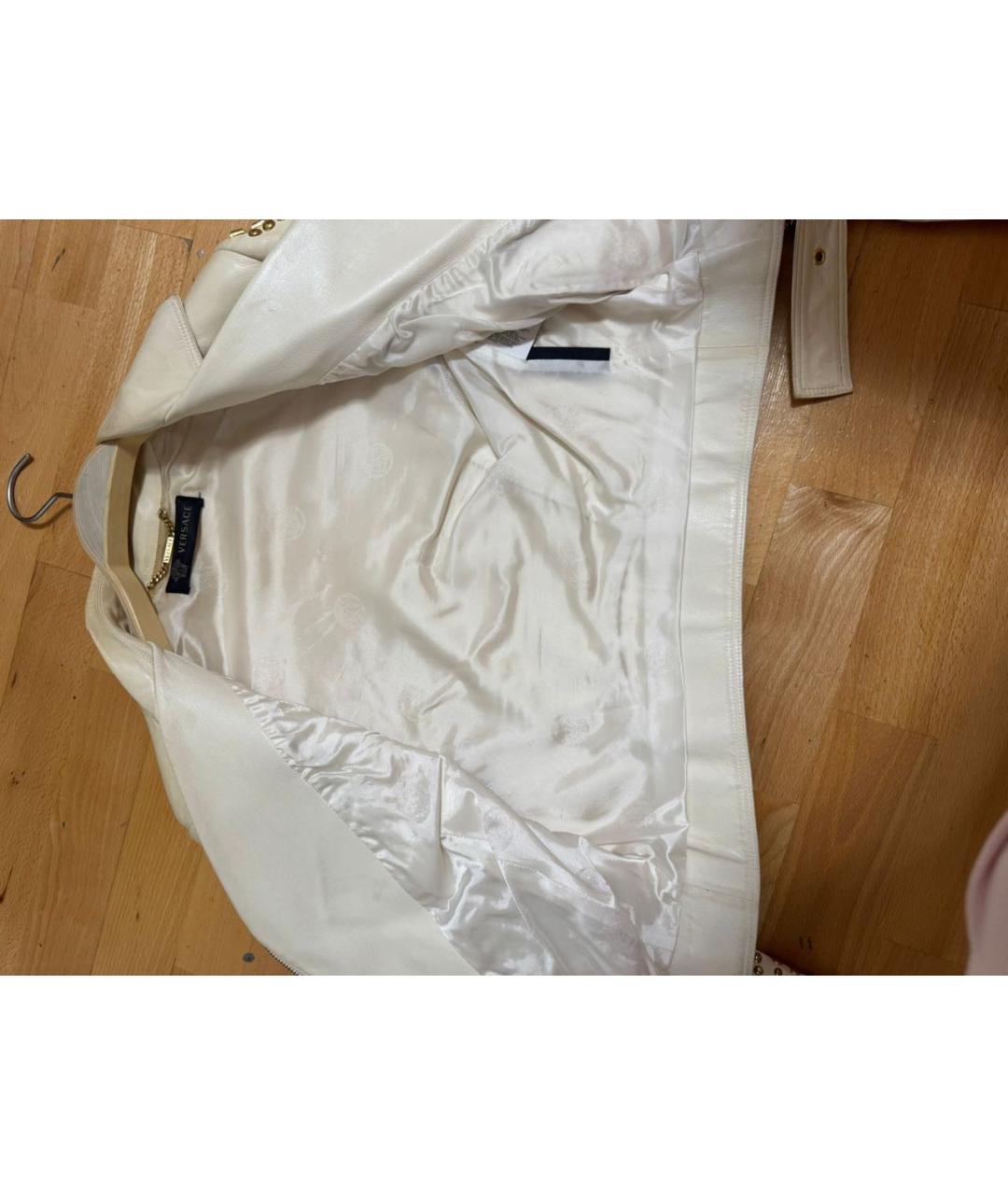 VERSACE Белая кожаная куртка, фото 5