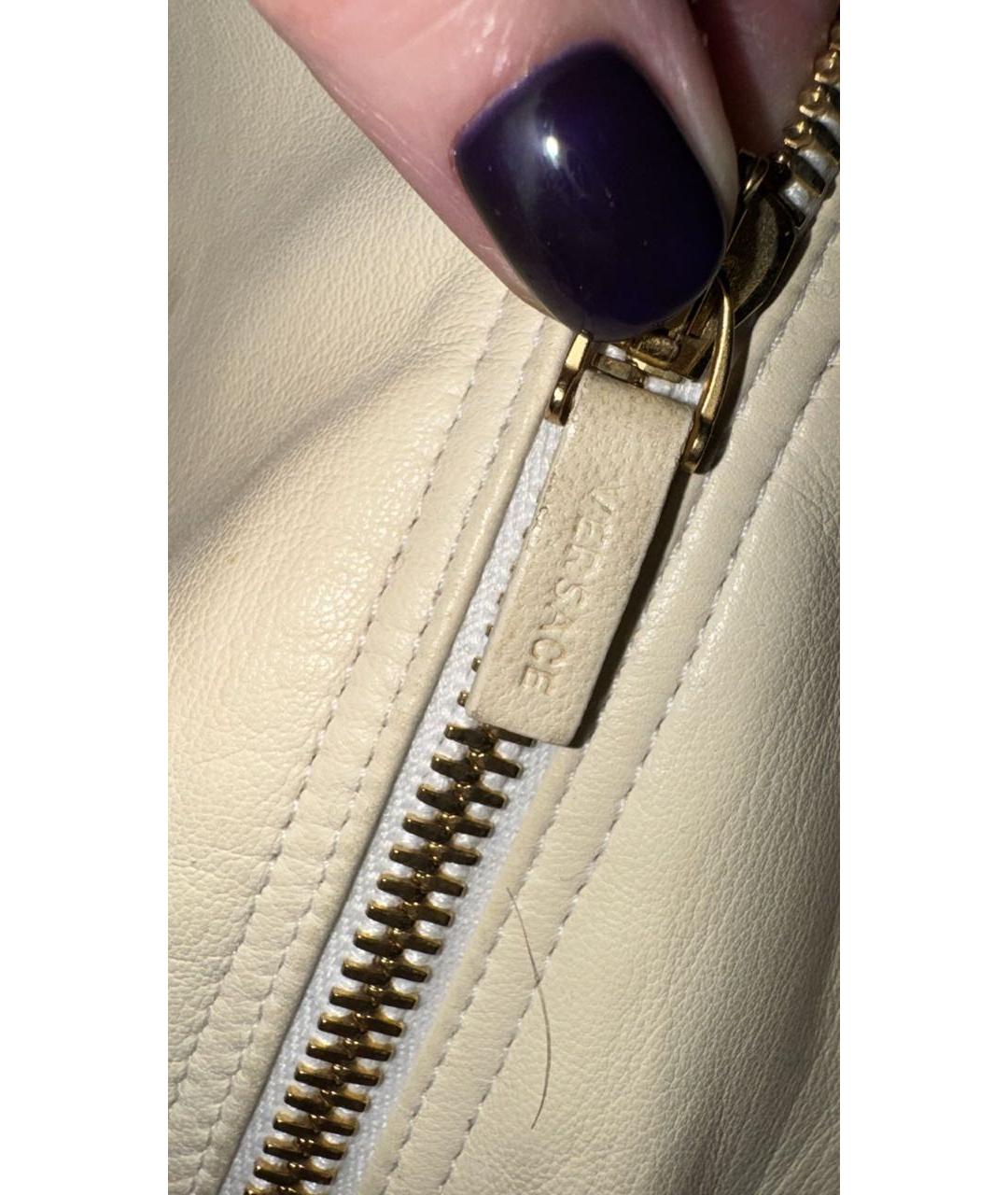 VERSACE Белая кожаная куртка, фото 4