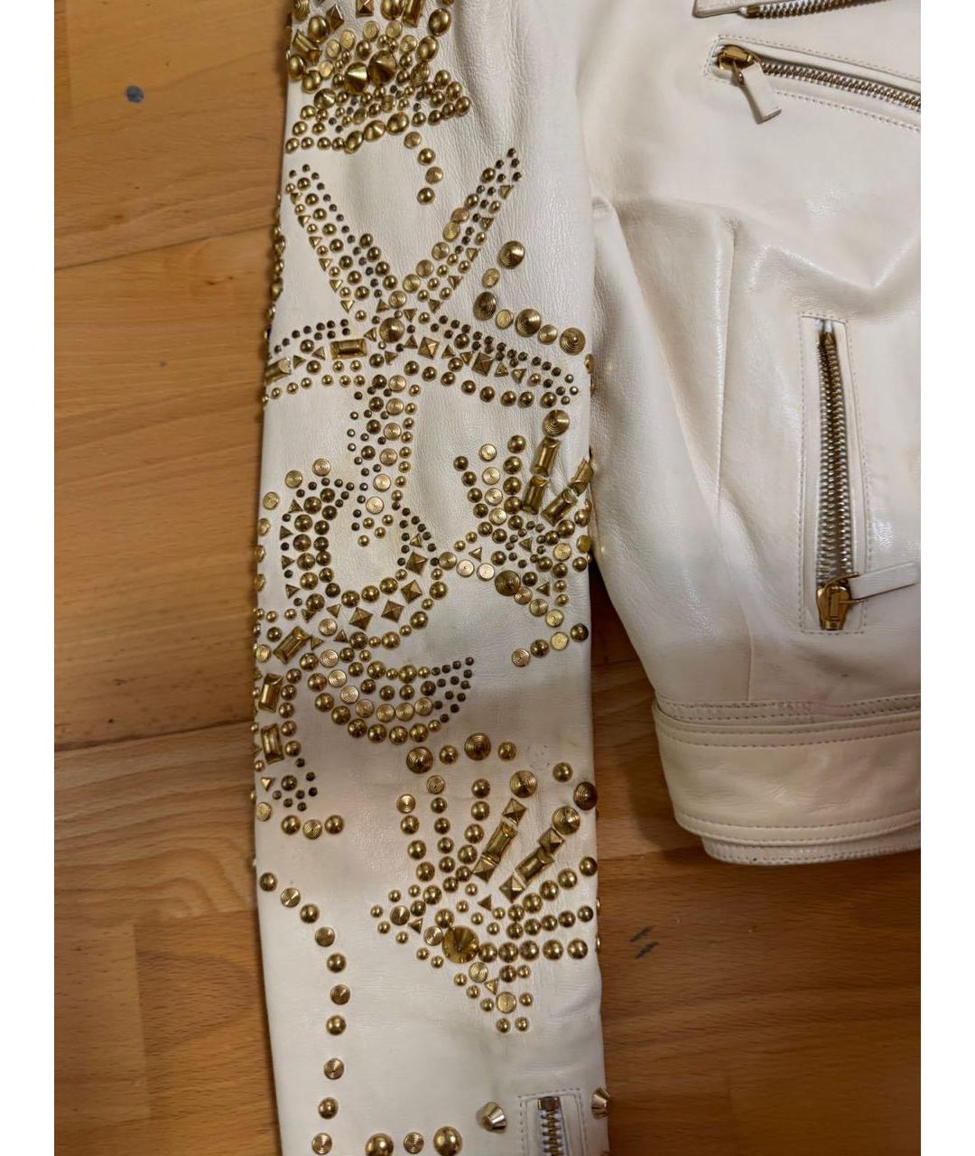 VERSACE Белая кожаная куртка, фото 6