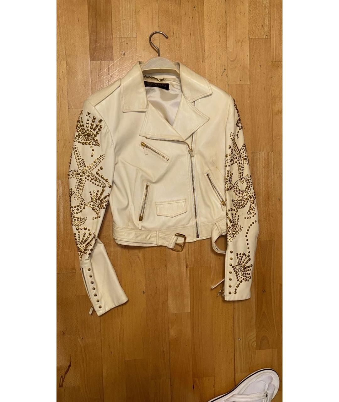 VERSACE Белая кожаная куртка, фото 7