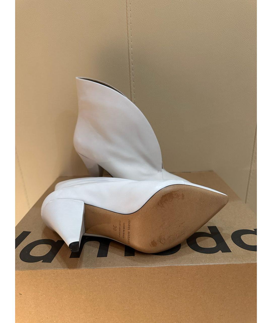 ISABEL MARANT Белые кожаные ботильоны, фото 5