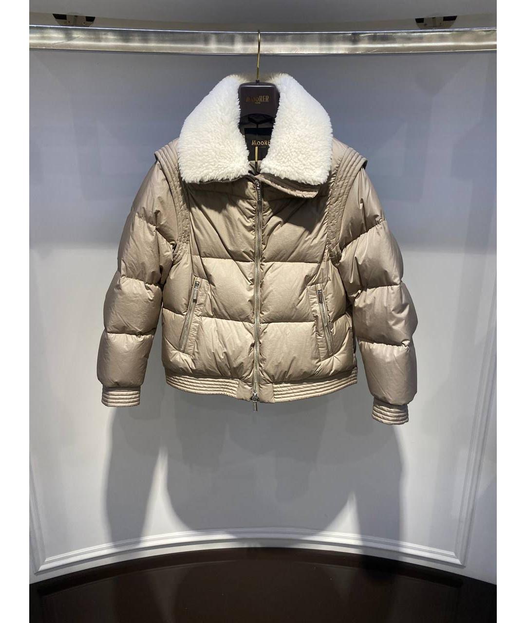 MOORER Бежевый полиамидовый пуховик, фото 3