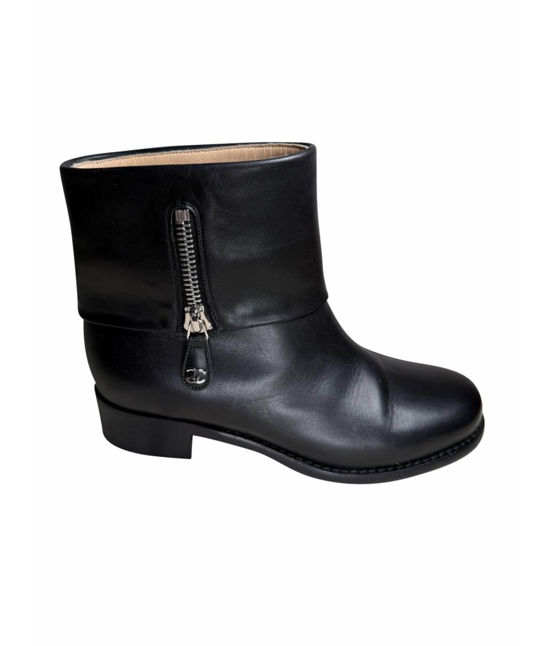 CHANEL Черные кожаные полусапоги, фото 1