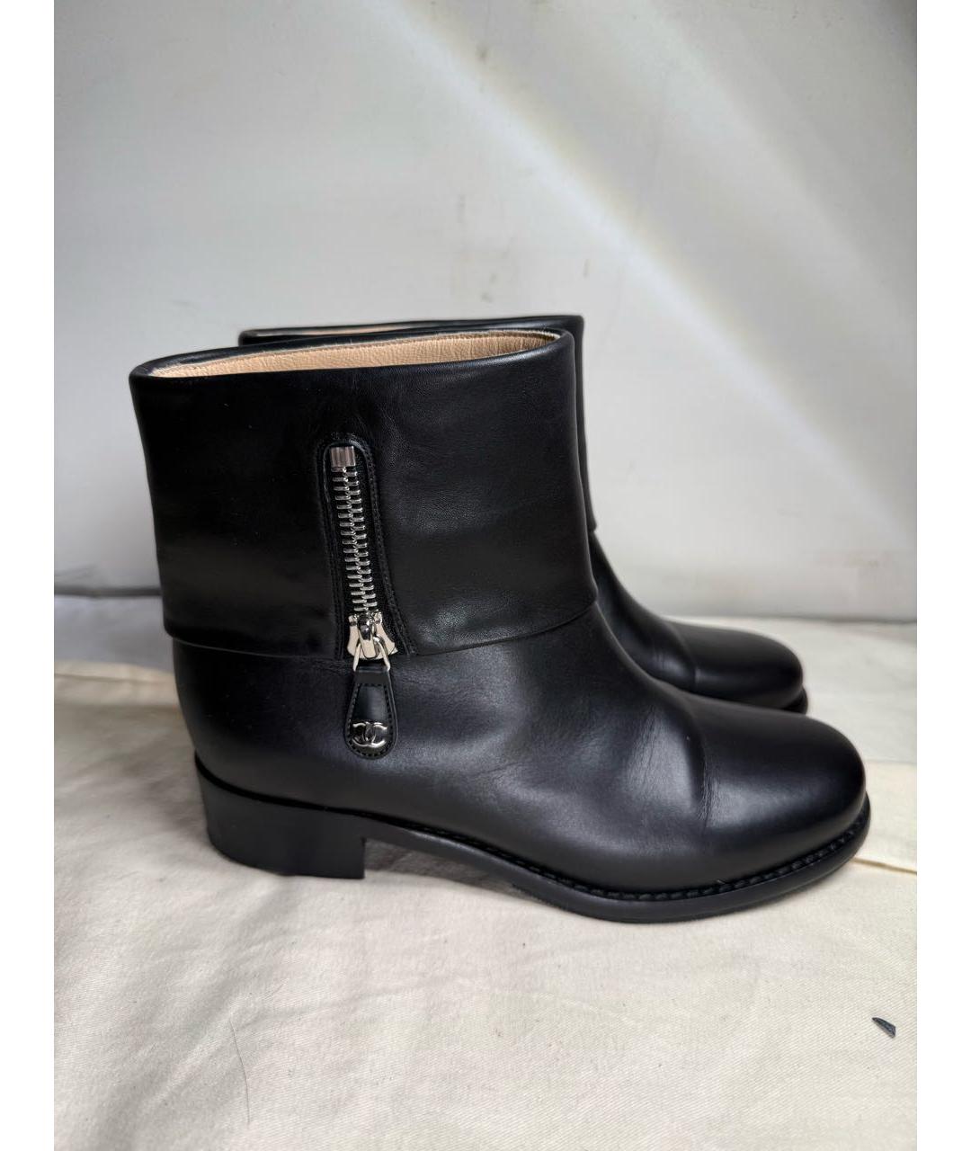 CHANEL Черные кожаные полусапоги, фото 6