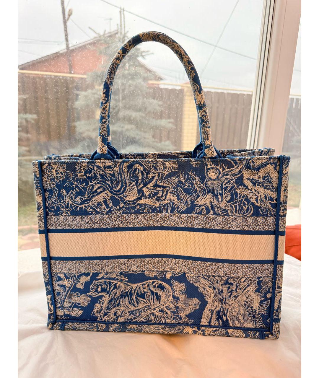 CHRISTIAN DIOR Синяя тканевая сумка тоут, фото 3